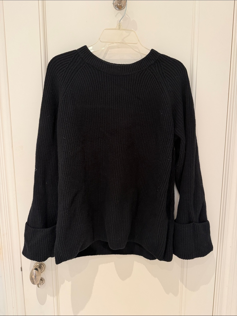 GAP Black Ribbed Crewneck Pullover